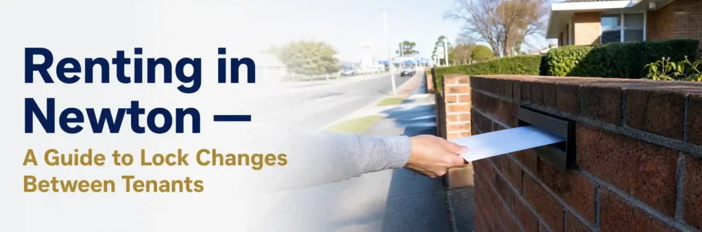 Rental property in Newton with a letter being delivered through a brick letterbox